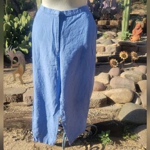 Eileen Fisher 100% Irish Linen Blue Slacks